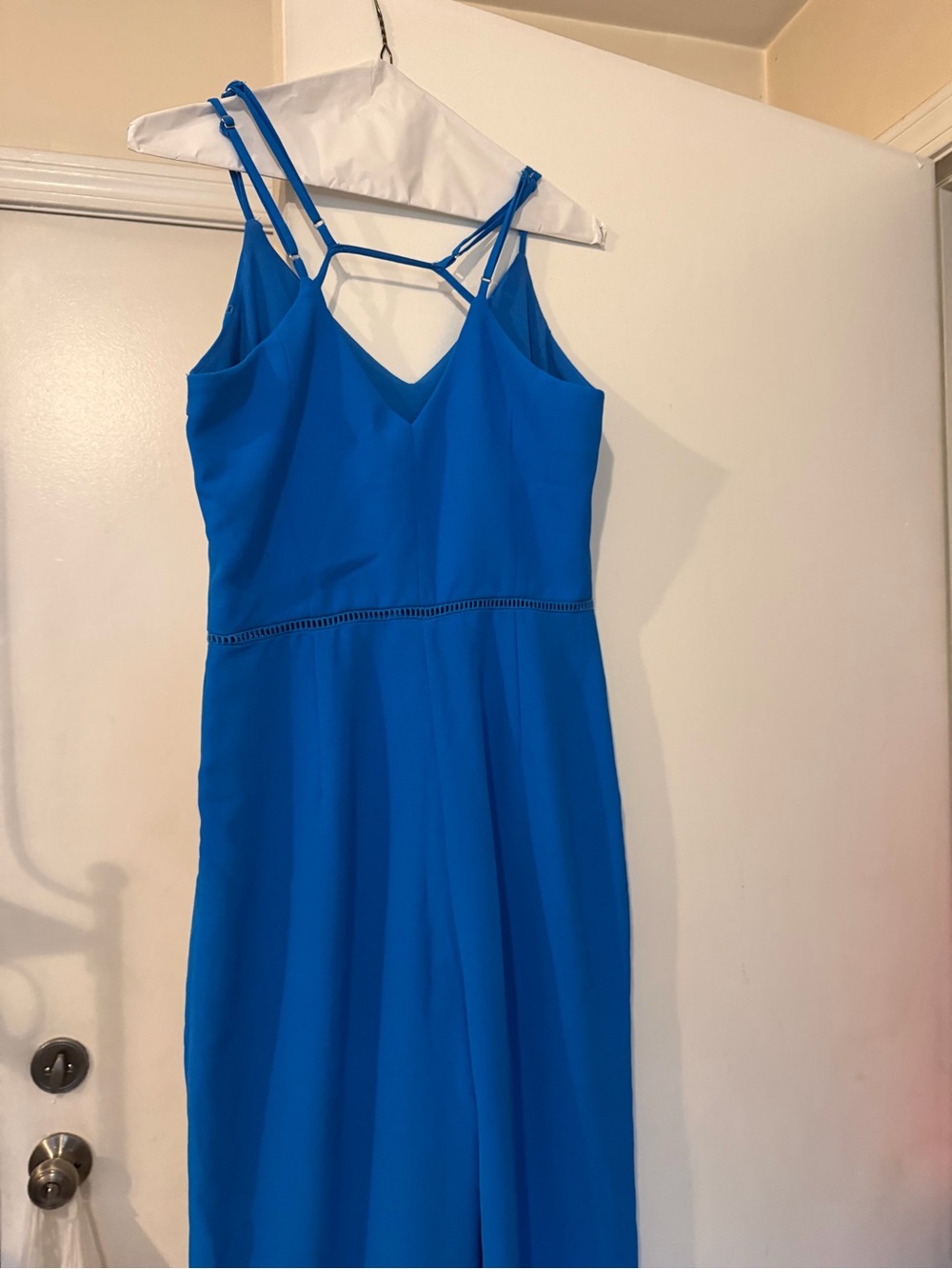 Adelyn Rae Royal Blue Strapless Jumpsuit with Strappy Back